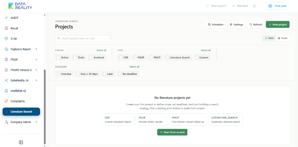 Literature Search Dashboard