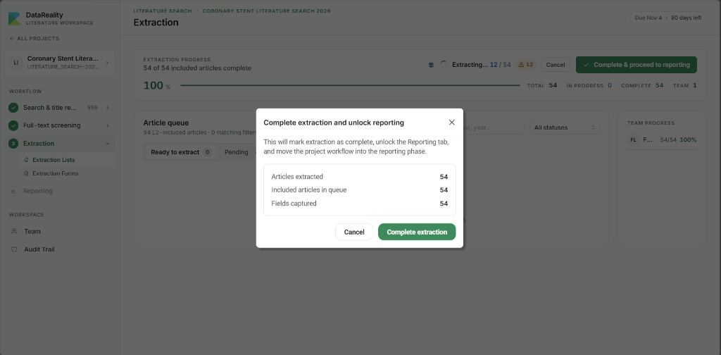 Complete Extraction Modal