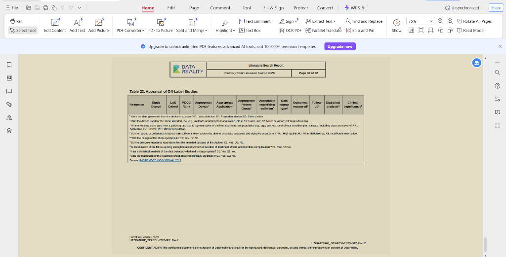 Report Extracted Data Tables