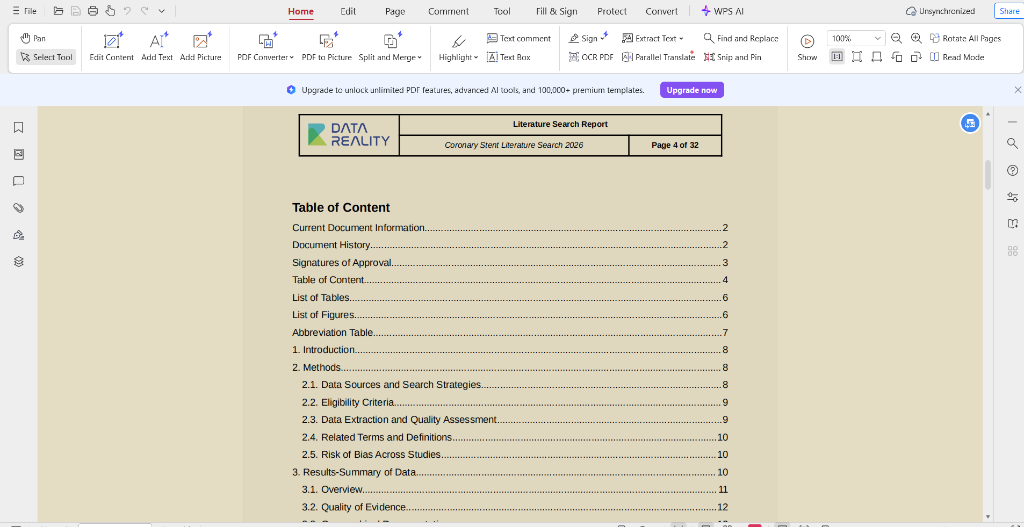 Report Table of Contents
