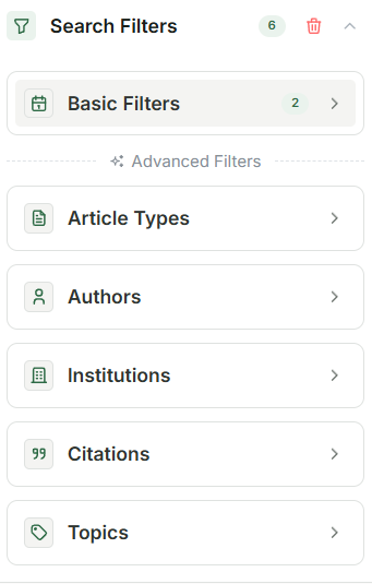 Search Filters Panel